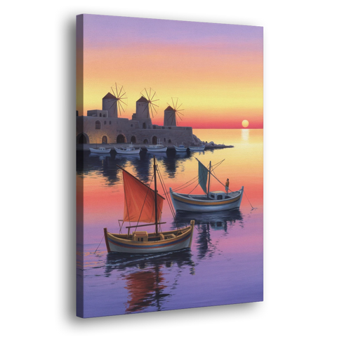 Mandraki Harbor - Canvas Wall Art - Side