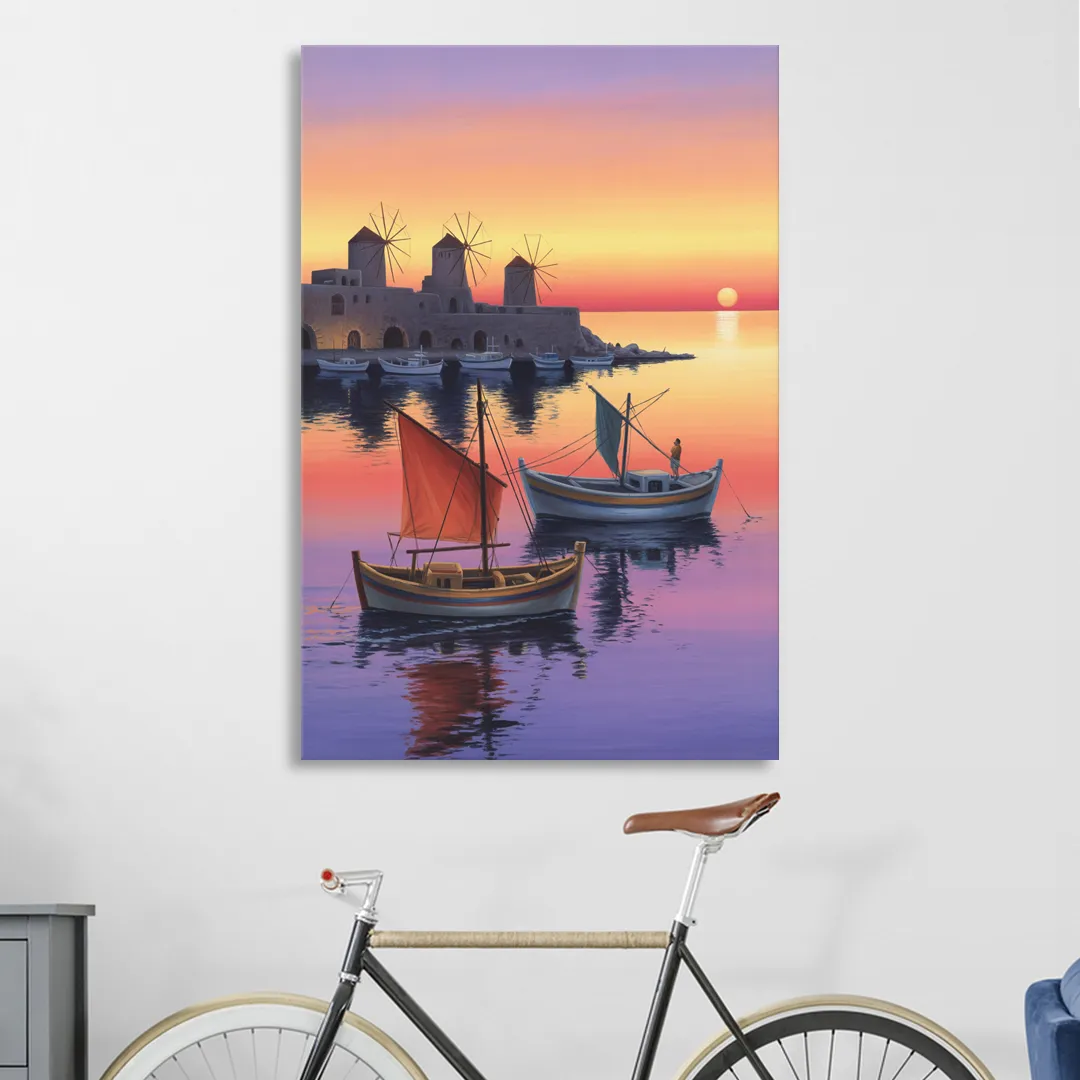 Mandraki Harbor Sitting Room - Canvas Wall Art