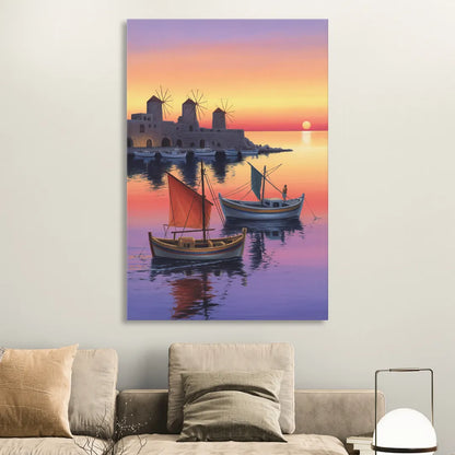 Mandraki Harbor Living Room - Canvas Wall Art