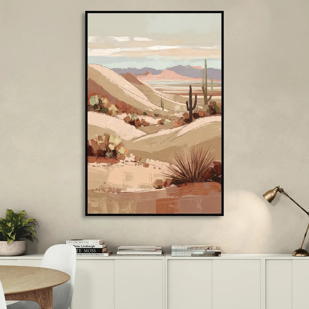 Marfa Desert Landscape Sitting Room - Black Canvas Wall Art