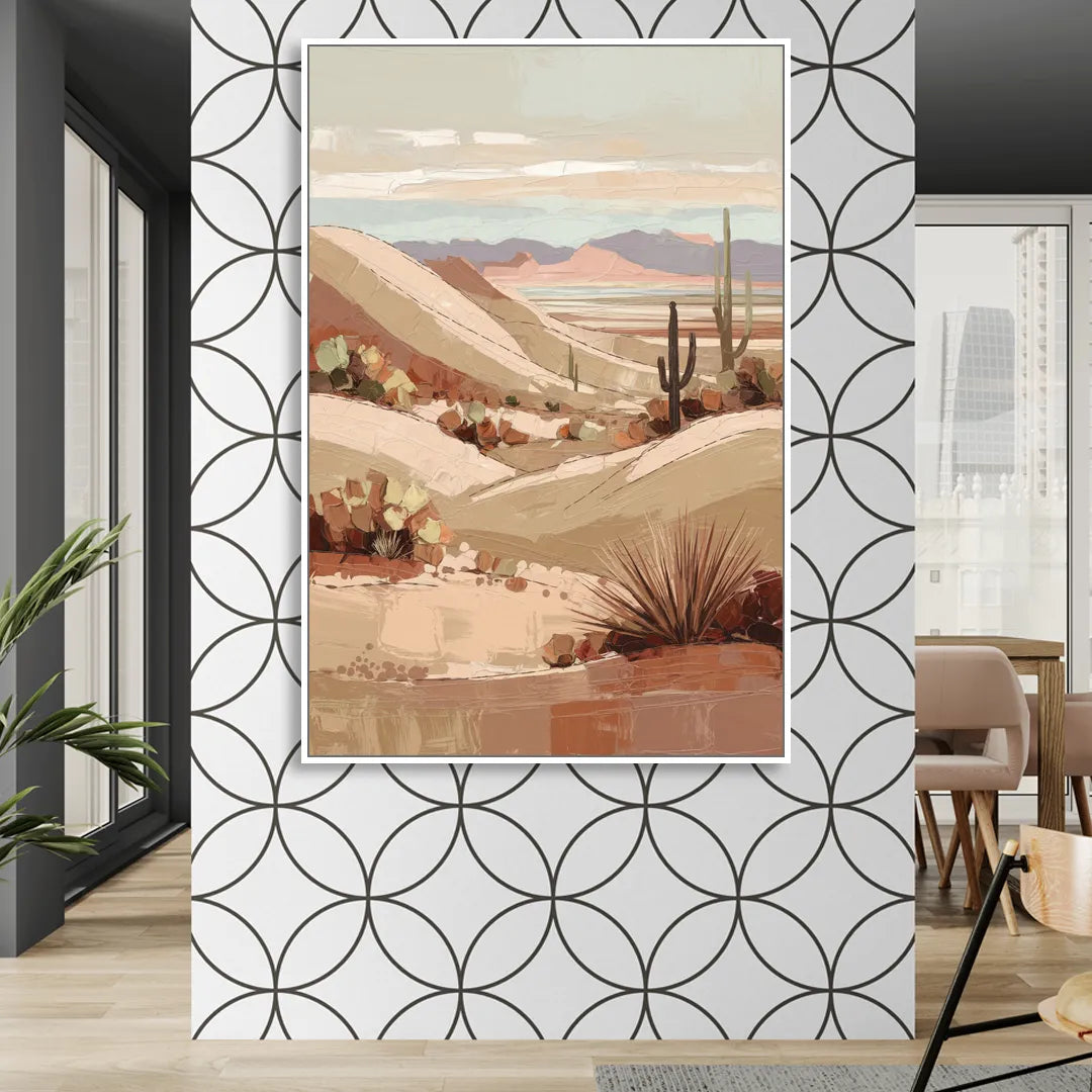 Marfa Desert Landscape Living Room - White Canvas Wall Art