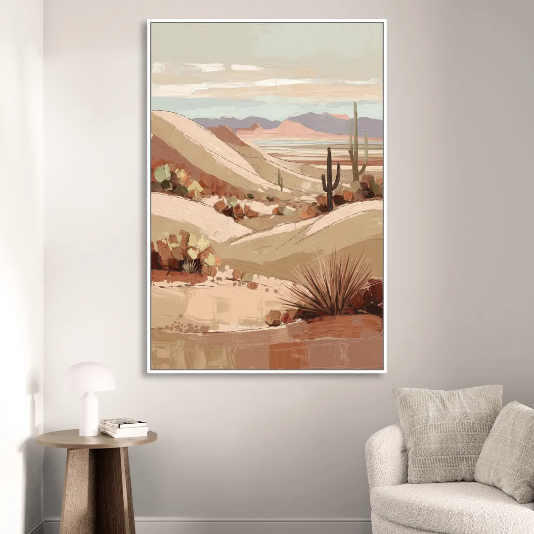 Marfa Desert Landscape Sitting Room - White Canvas Wall Art