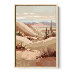 Marfa Desert Landscape - Oak Framed Canvas Wall Art - Front