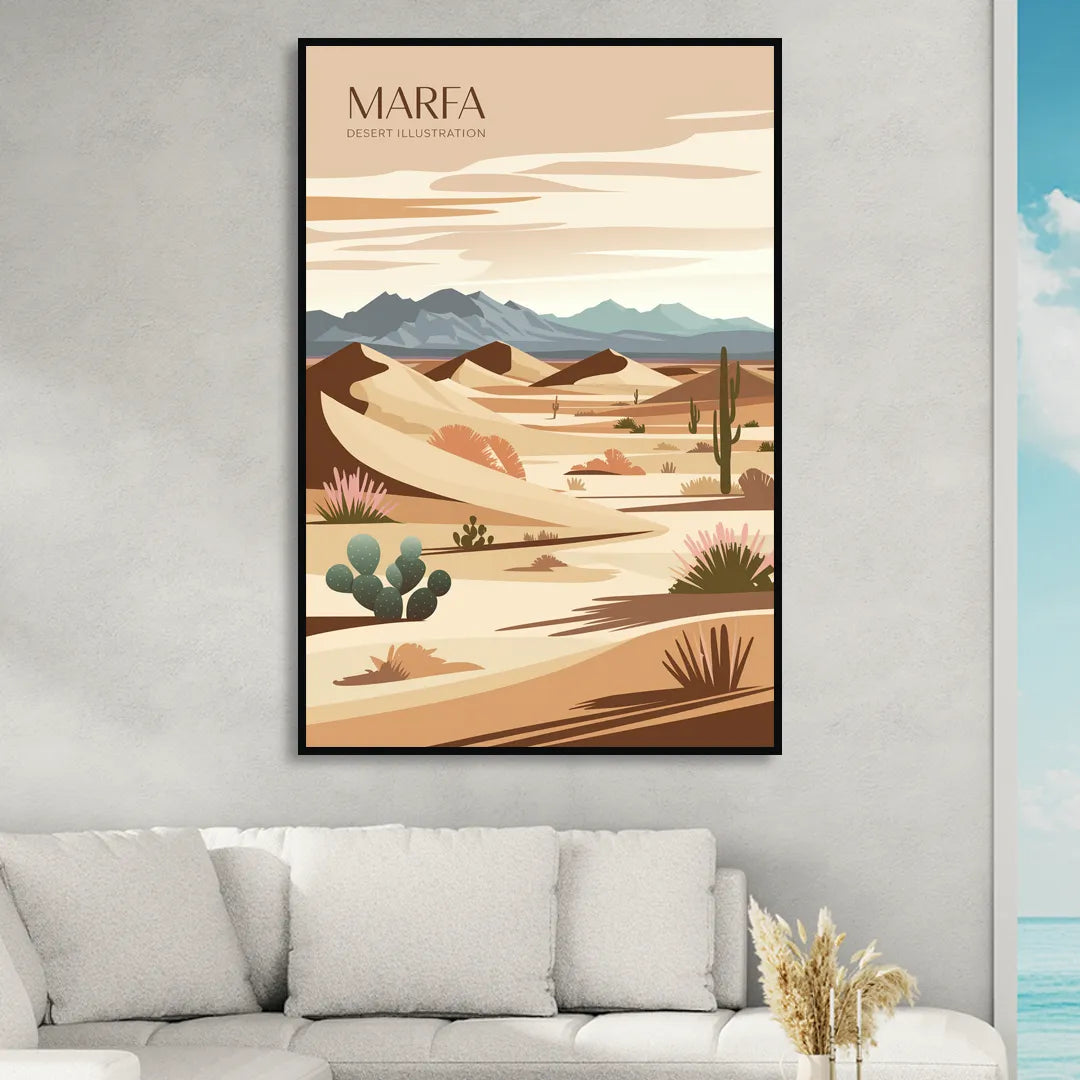 Marfa Desert Modern Sitting Room - Black Canvas Wall Art