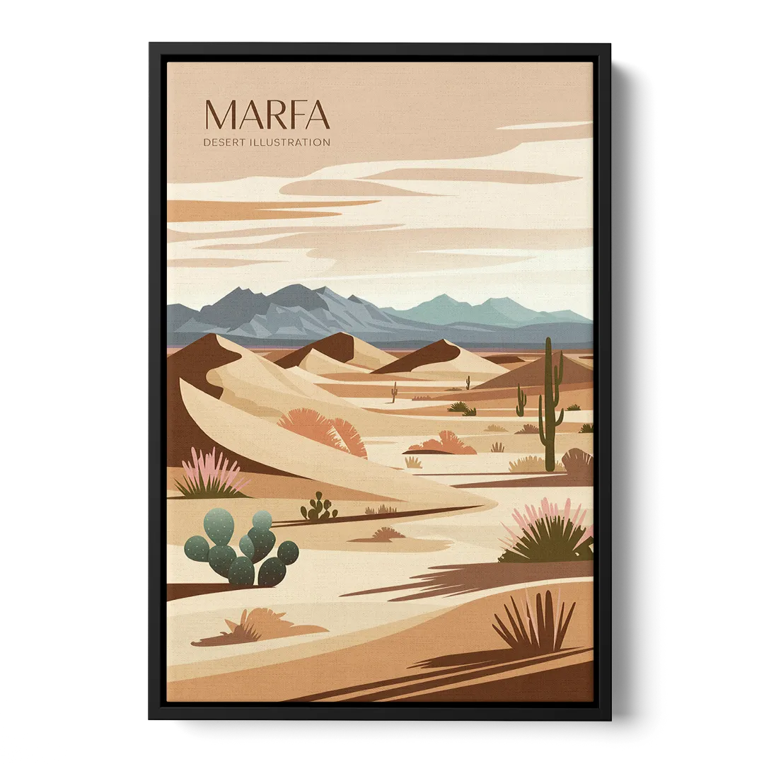Marfa Desert Modern Front - Black Canvas Wall Art