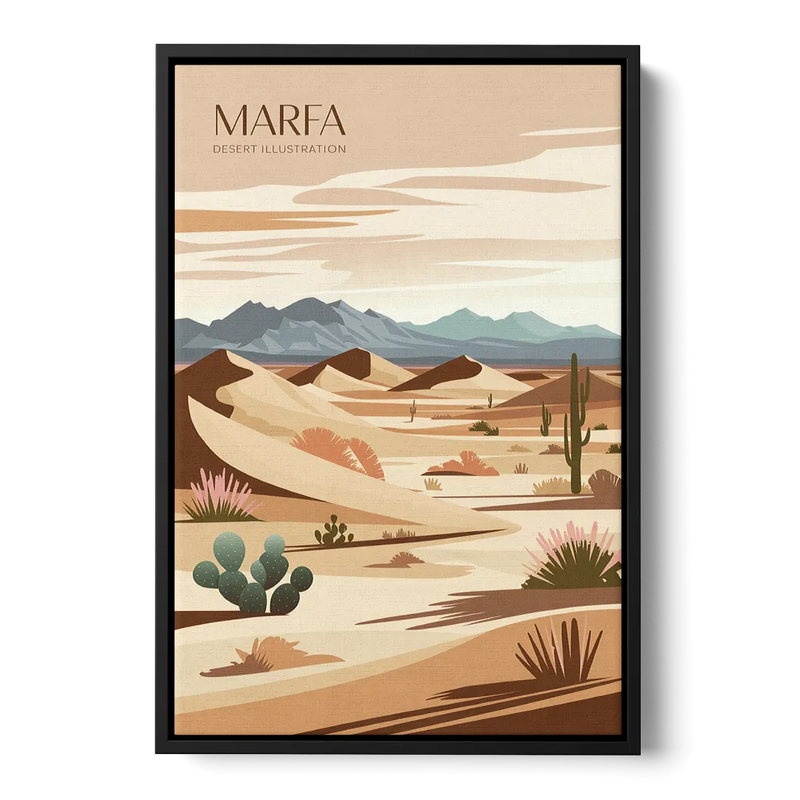 Marfa Desert Modern Front - Black Canvas Wall Art