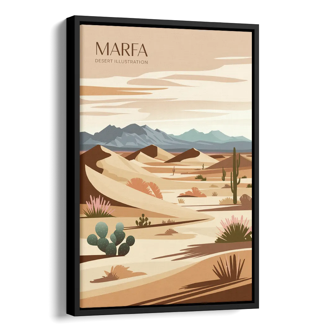 Marfa Desert Modern Side - Black Canvas Wall Art