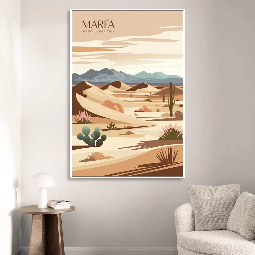 Marfa Desert Modern Living Room - White Canvas Wall Art