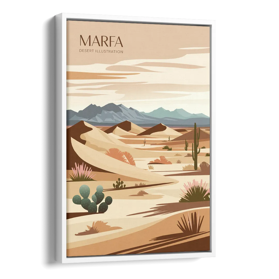 Marfa Desert Modern Side - White Canvas Wall Art