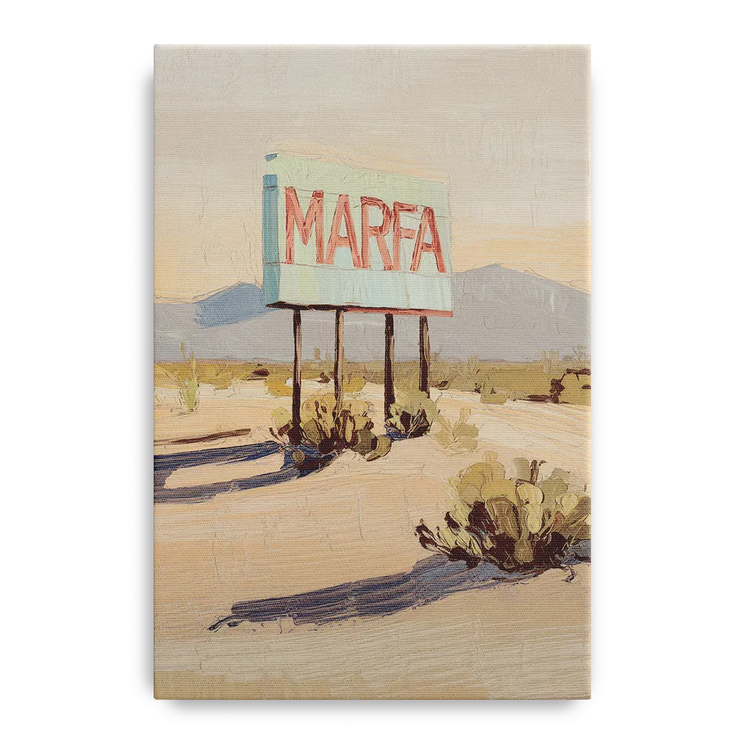 Marfa Iconic Sign Front - Canvas Wall Art