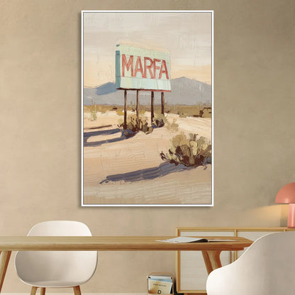 Marfa Iconic Sign Living Room - White Canvas Wall Art