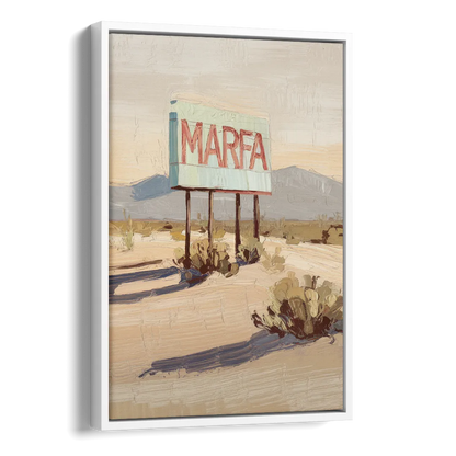 Marfa Iconic Sign Side - White Canvas Wall Art