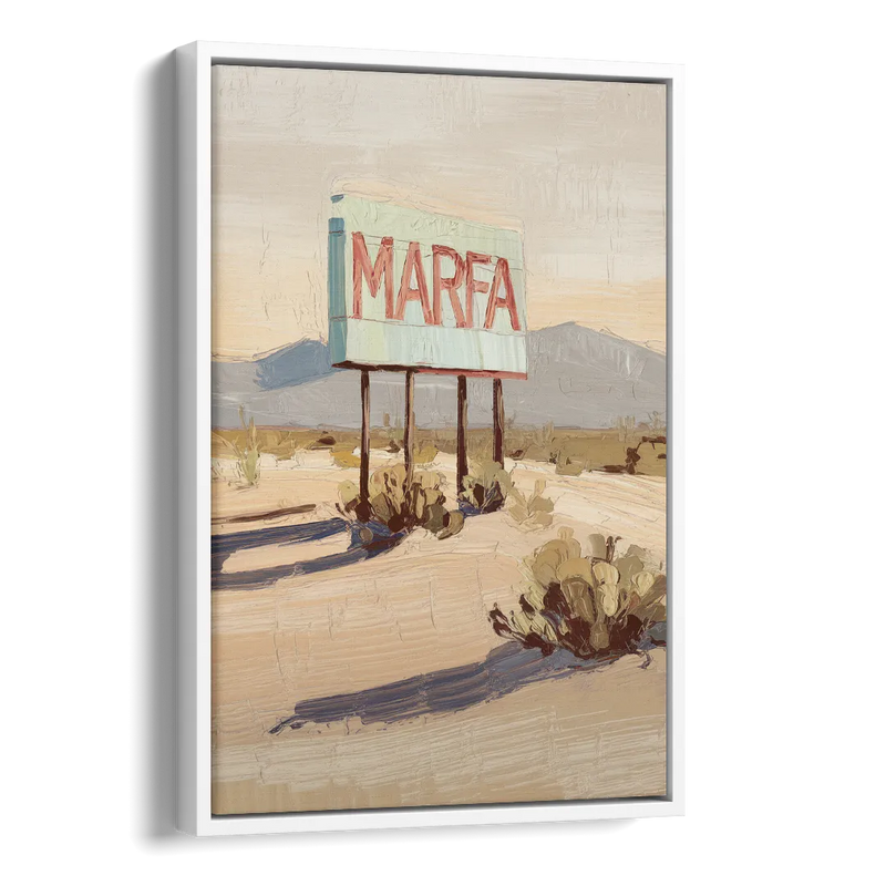 Marfa Iconic Sign Side - White Canvas Wall Art