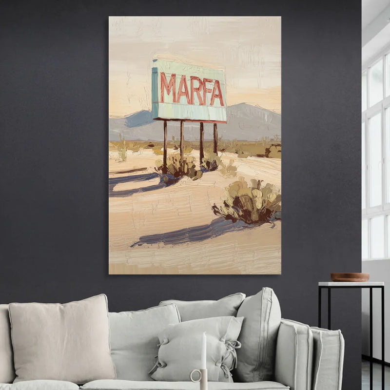 Marfa Iconic Sign Sitting Room - Canvas Wall Art
