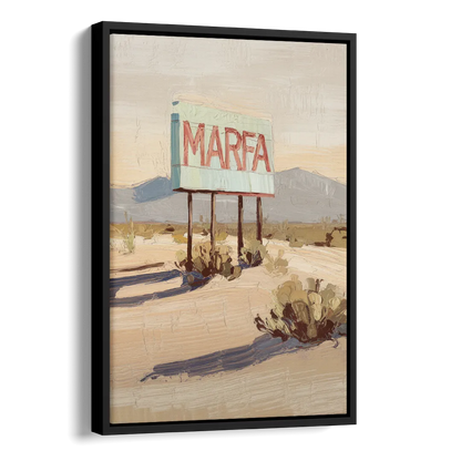 Marfa Iconic Sign Side - Black Canvas Wall Art