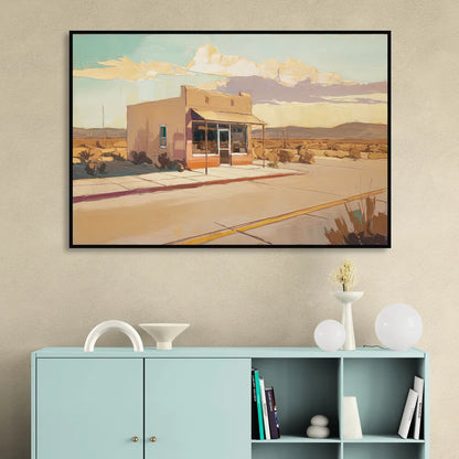 Marfa Roadside Charm Living Room - Black Canvas Wall Art