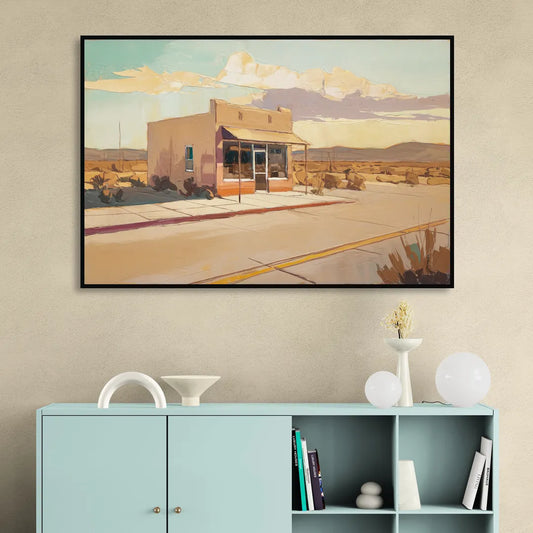 Marfa Roadside Charm Living Room - Black Canvas Wall Art