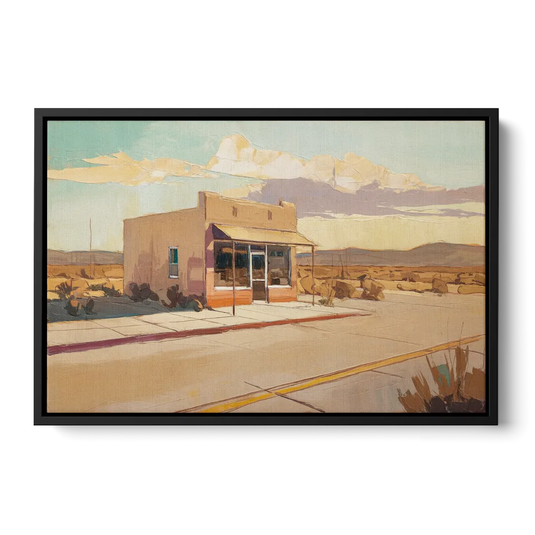 Marfa Roadside Charm Front - Black Canvas Wall Art