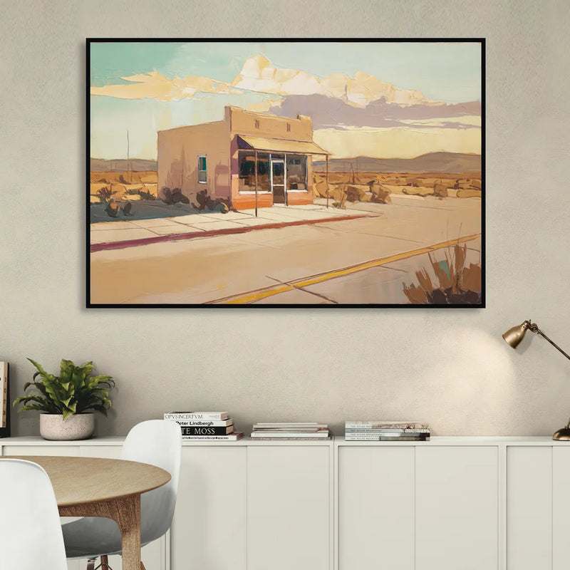 Marfa Roadside Charm Sitting Room - Black Canvas Wall Art