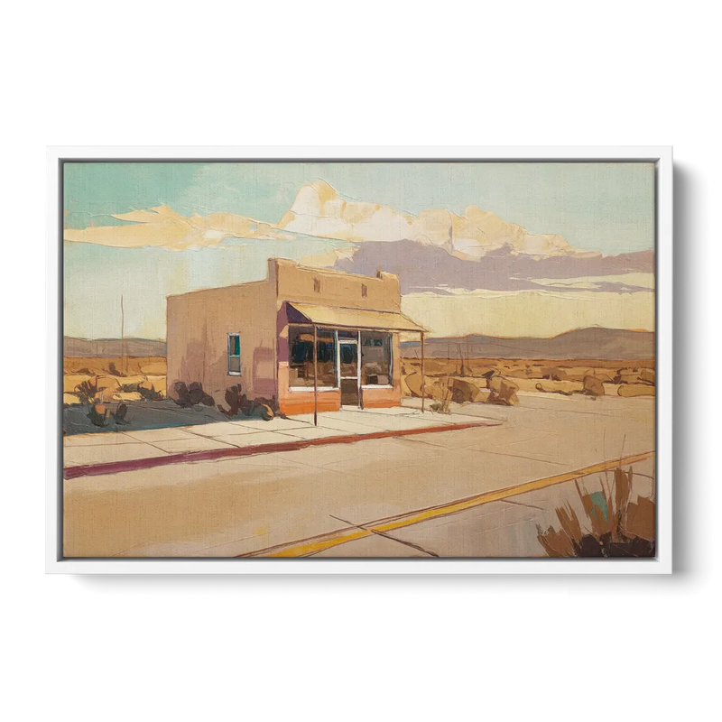 Marfa Roadside Charm Front - White Canvas Wall Art