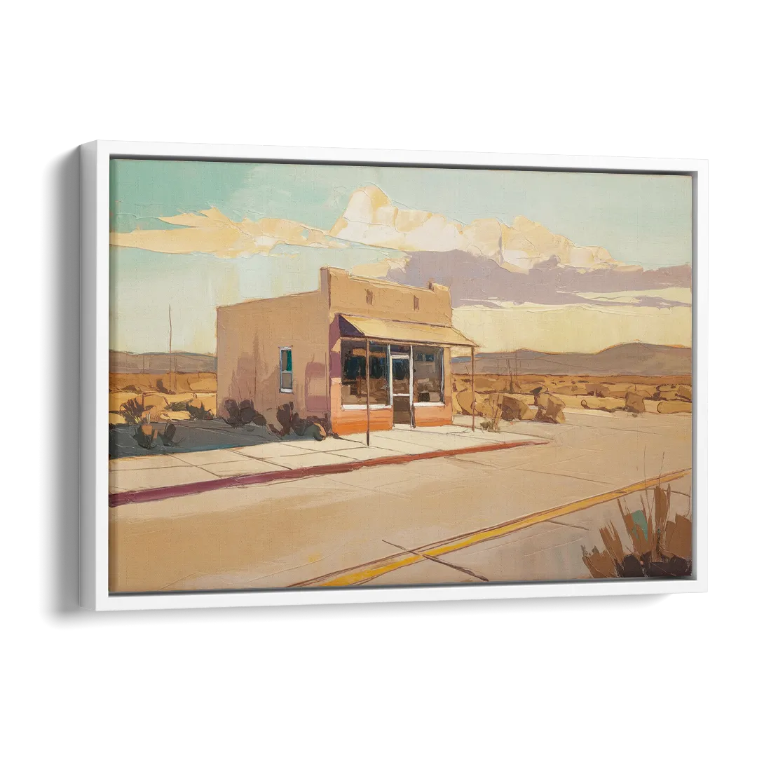 Marfa Roadside Charm Side - White Canvas Wall Art