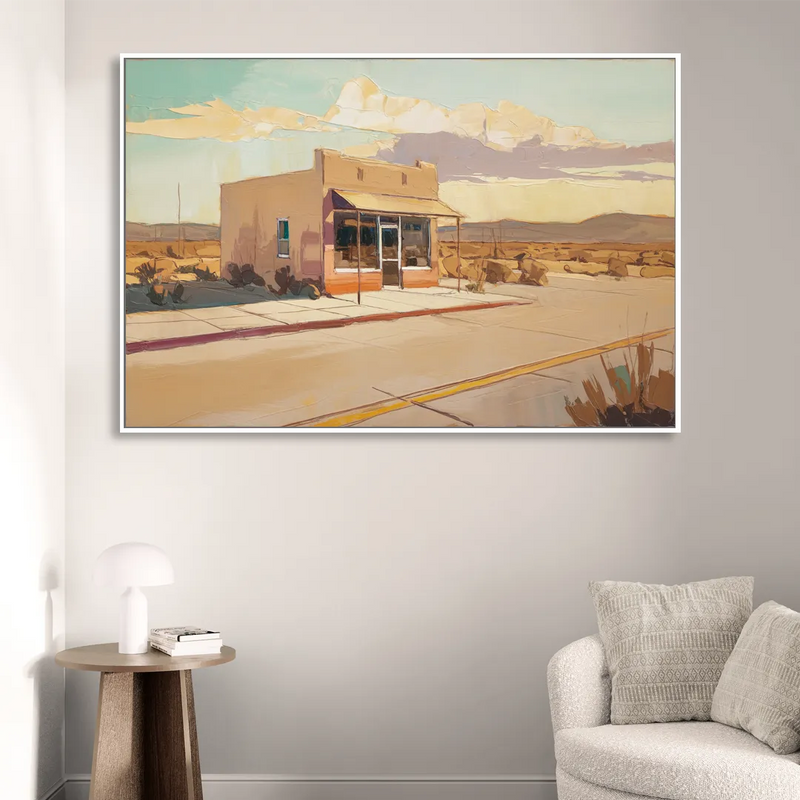 Marfa Roadside Charm Sitting Room - White Canvas Wall Art