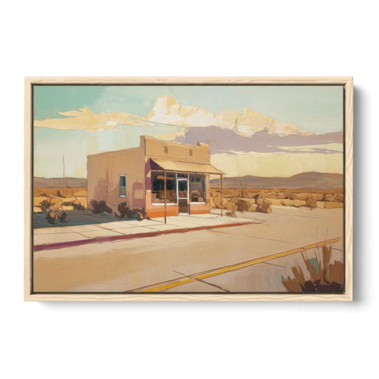 Marfa Roadside Charm - Oak Framed Canvas Wall Art - Front