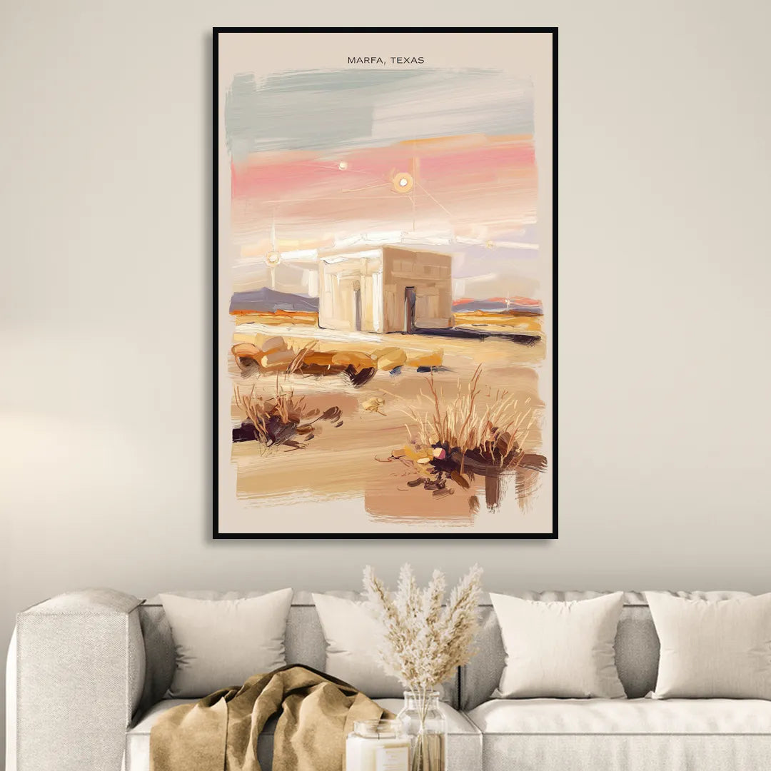 Marfa Scenic Beauty Living Room - Black Canvas Wall Art