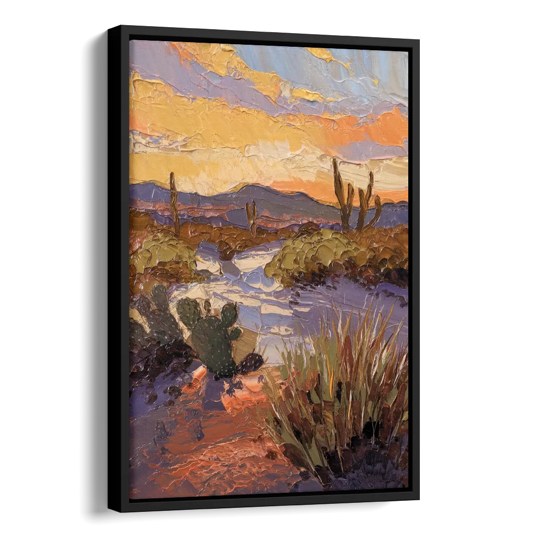 Marfa Sunset Glow Side - Black Canvas Wall Art