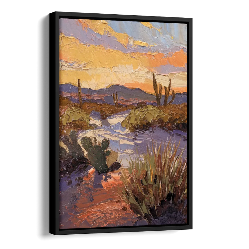 Marfa Sunset Glow Side - Black Canvas Wall Art