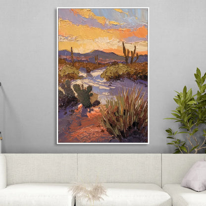 Marfa Sunset Glow Sitting Room - White Canvas Wall Art