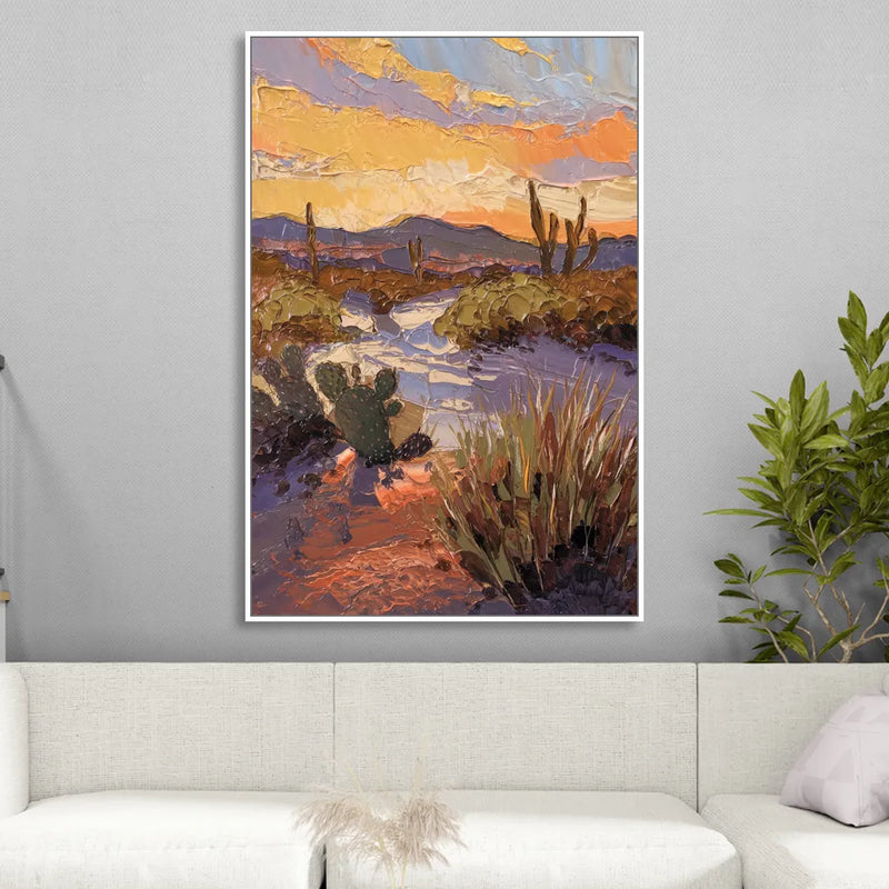 Marfa Sunset Glow Sitting Room - White Canvas Wall Art