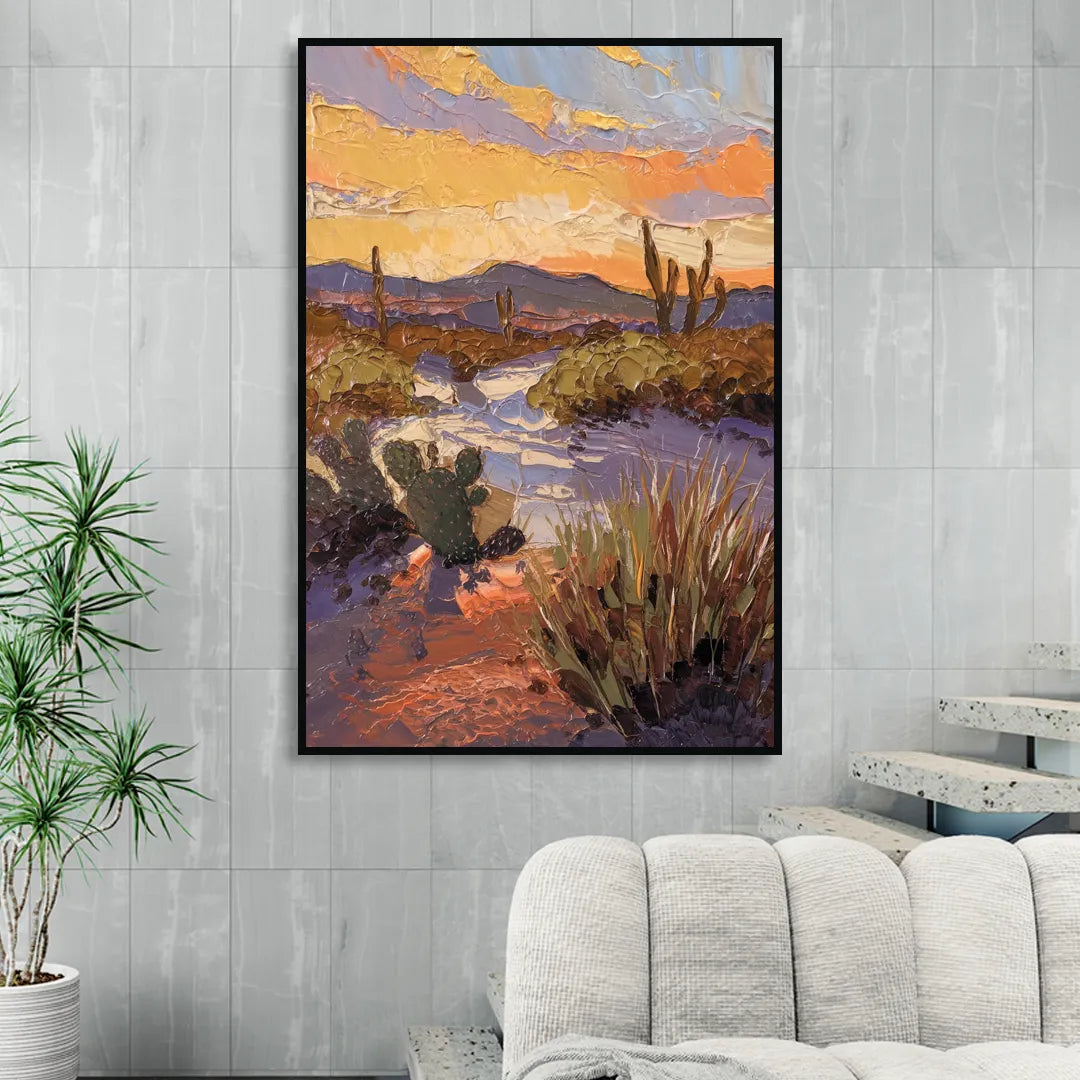 Marfa Sunset Glow Sitting Room - Black Canvas Wall Art