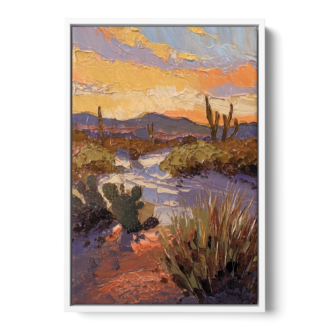 Marfa Sunset Glow Front - White Canvas Wall Art