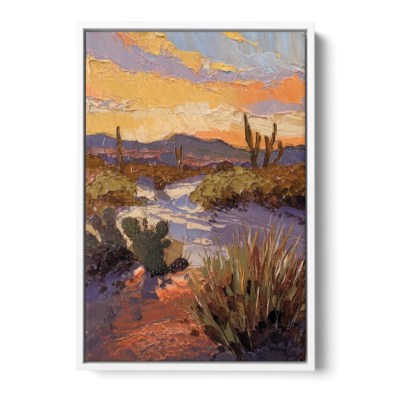 Marfa Sunset Glow Front - White Canvas Wall Art