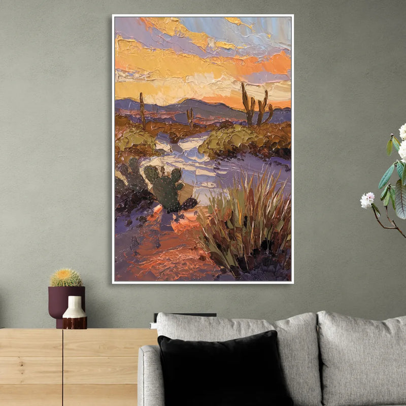 Marfa Sunset Glow Living Room - White Canvas Wall Art