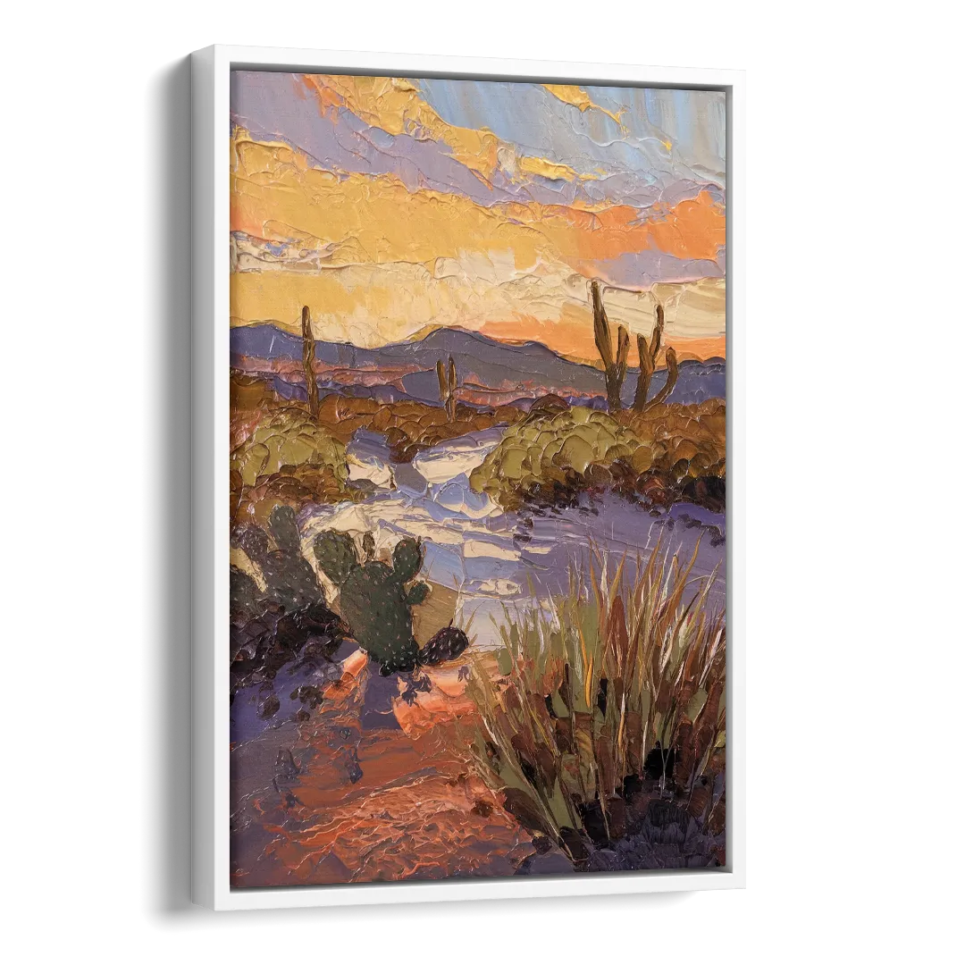 Marfa Sunset Glow Side - White Canvas Wall Art