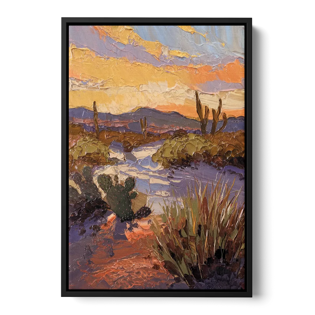 Marfa Sunset Glow Front - Black Canvas Wall Art