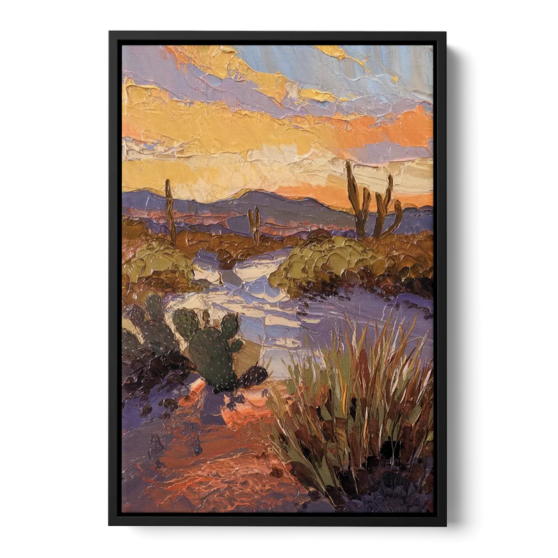 Marfa Sunset Glow Front - Black Canvas Wall Art