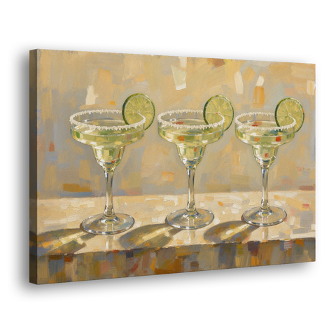Margarita Painting Trio with Lime Wheels - Canvas Wall Art - Side