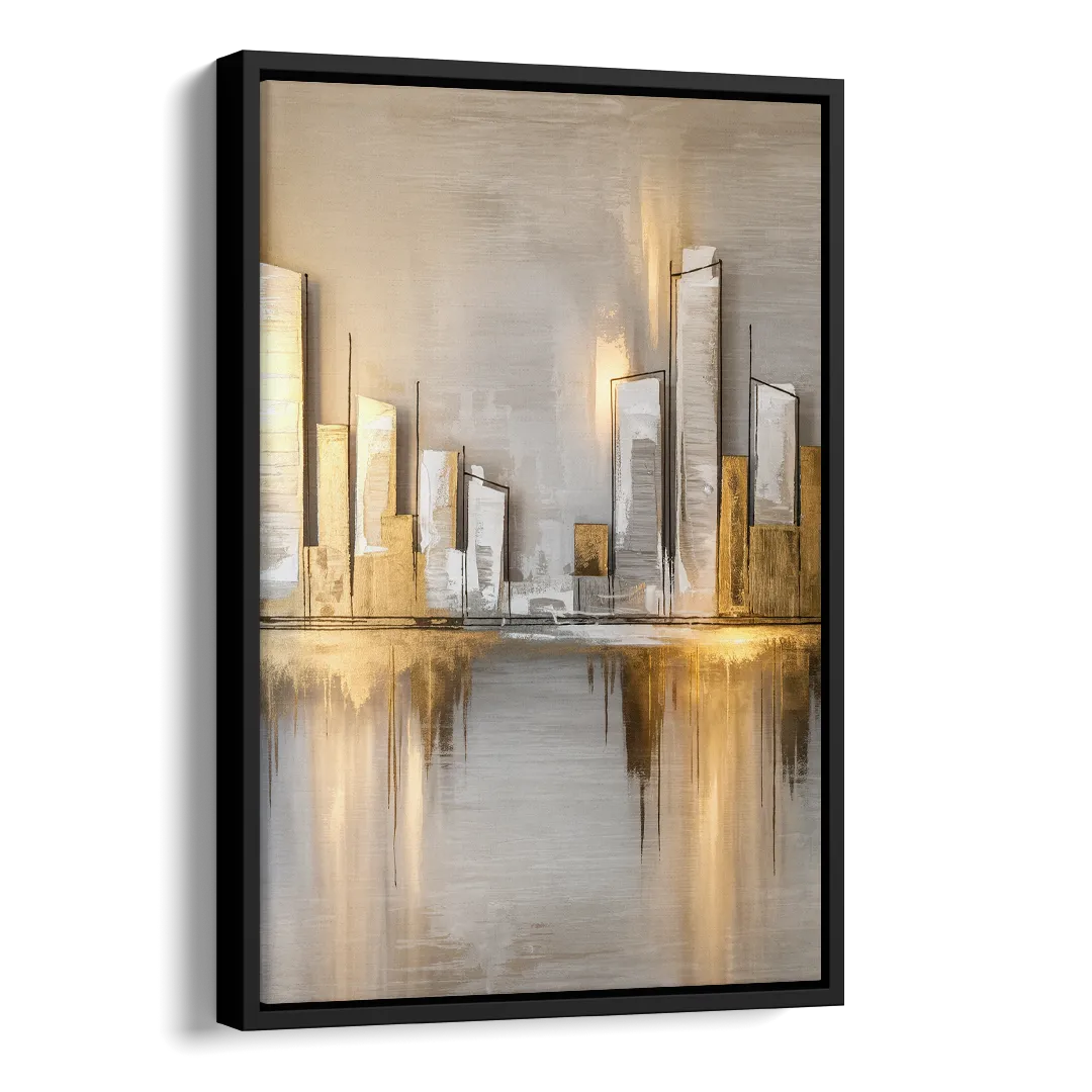 Marietta Abstract Cityscape Side - Black Canvas Wall Art