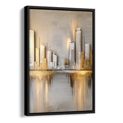 Marietta Abstract Cityscape Side - Black Canvas Wall Art