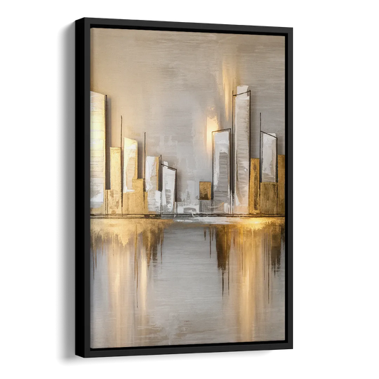 Marietta Abstract Cityscape Side - Black Canvas Wall Art