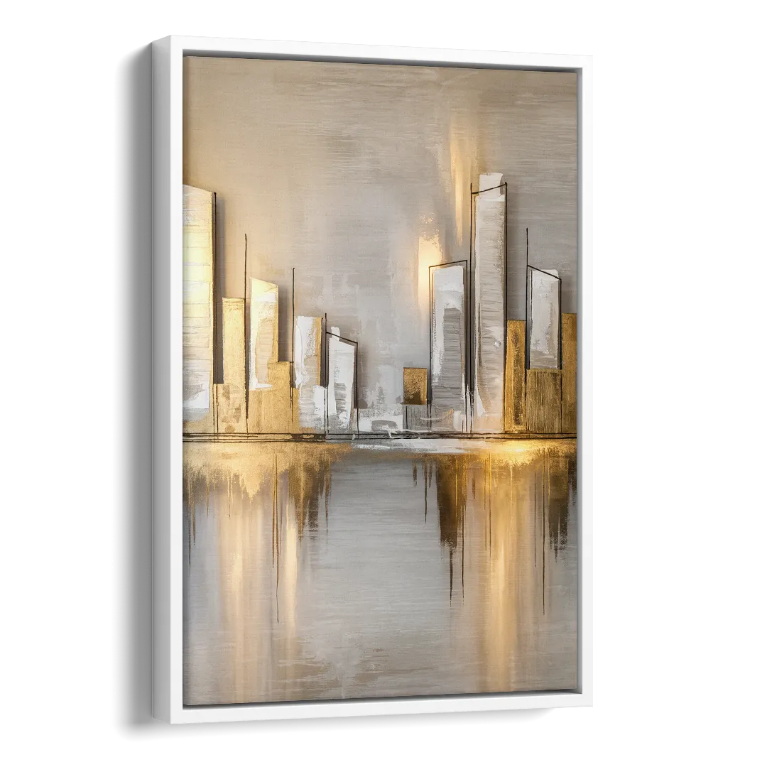 Marietta Abstract Cityscape Side - White Canvas Wall Art