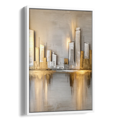 Marietta Abstract Cityscape Side - White Canvas Wall Art