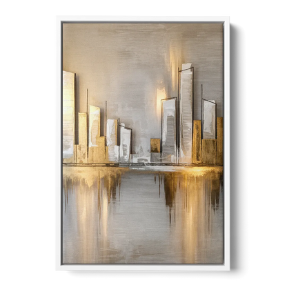 Marietta Abstract Cityscape Front - White Canvas Wall Art