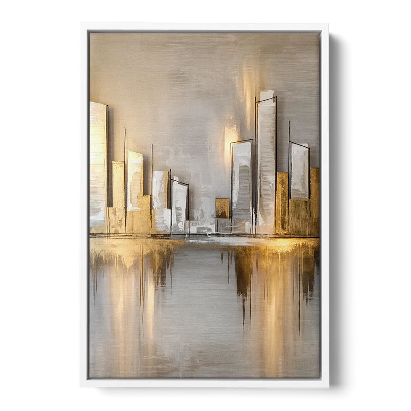 Marietta Abstract Cityscape Front - White Canvas Wall Art