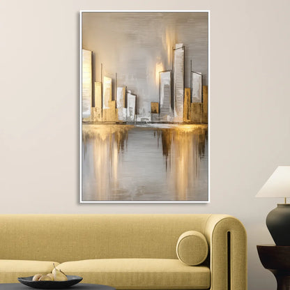Marietta Abstract Cityscape Sitting Room - White Canvas Wall Art