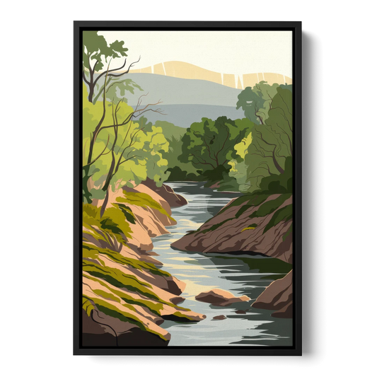 Marietta Chattahoochee River - Black Framed Canvas Wall Art - Front