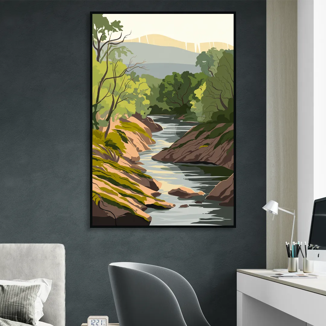 Marietta Chattahoochee River Living Room - Black Canvas Wall Art